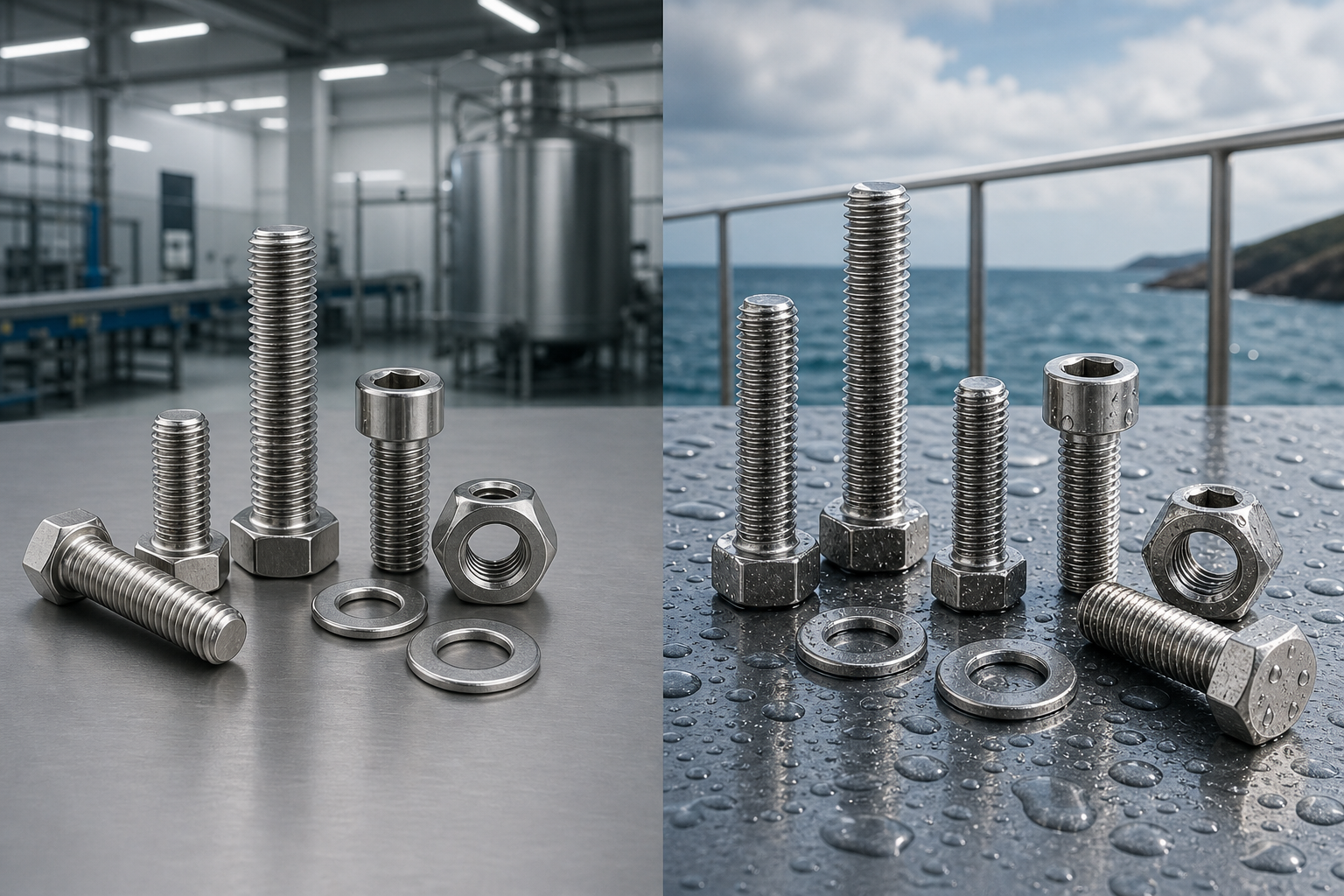 So sánh bulông inox 304 và bulông inox 316 trong môi trường công nghiệp