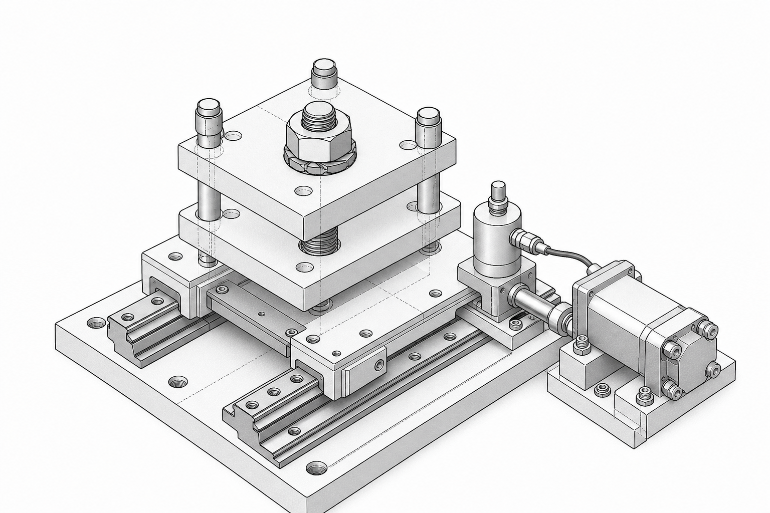 Bản vẽ 3D bàn thử rung Junker đánh giá long đền chống xoay