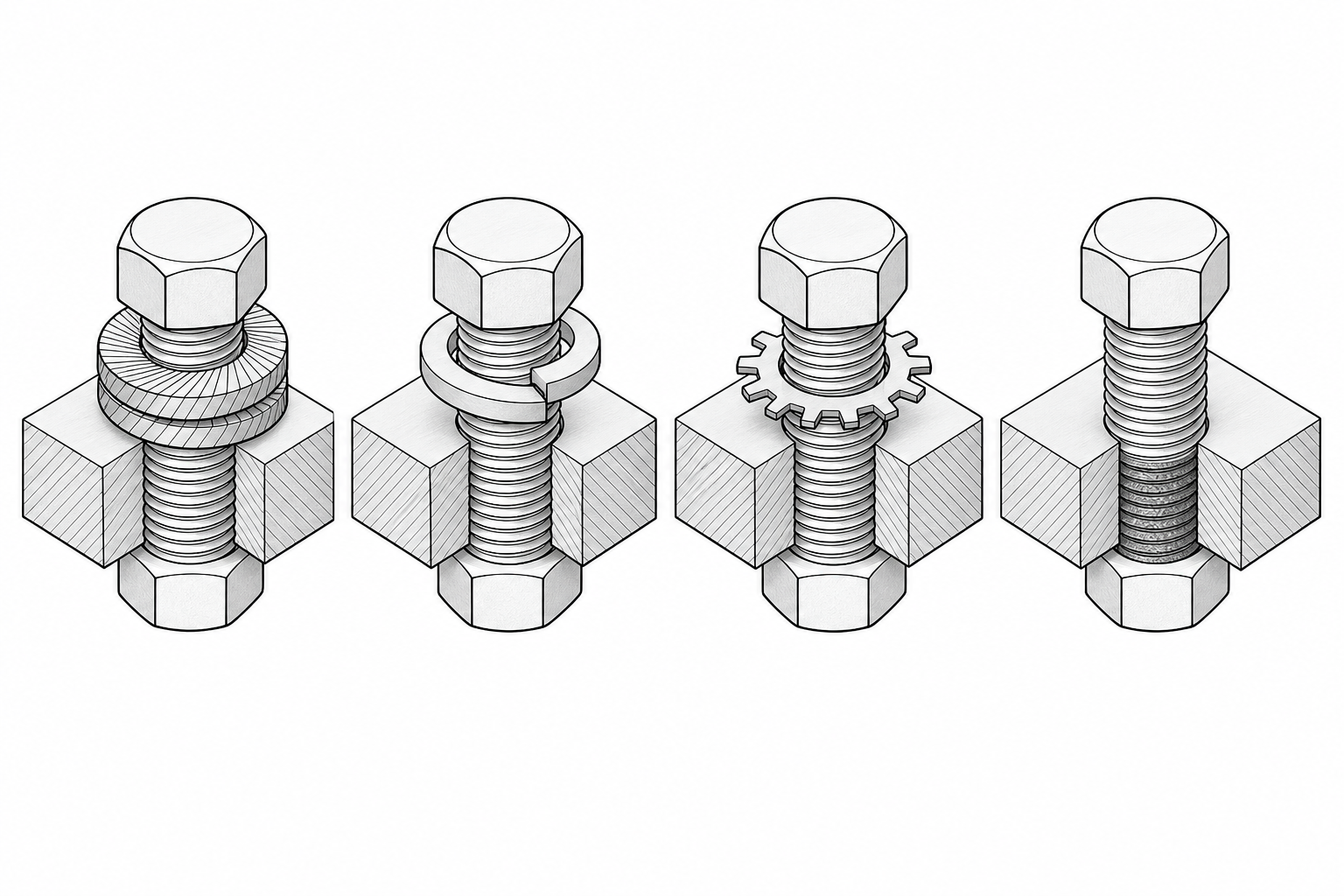 Bản vẽ 3D so sánh long đền chống xoay với các giải pháp chống lỏng