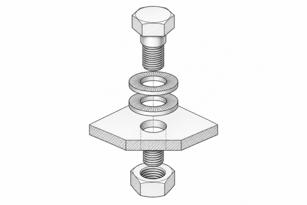 Bản vẽ kỹ thuật 3D long đền chống xoay trong mối ghép bulông