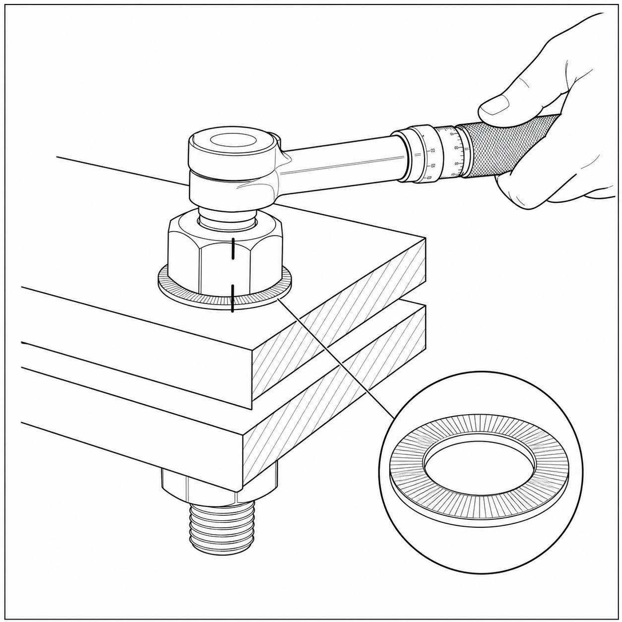 Kiểm tra mô-men và bề mặt long đền chống xoay Inox 304 M24