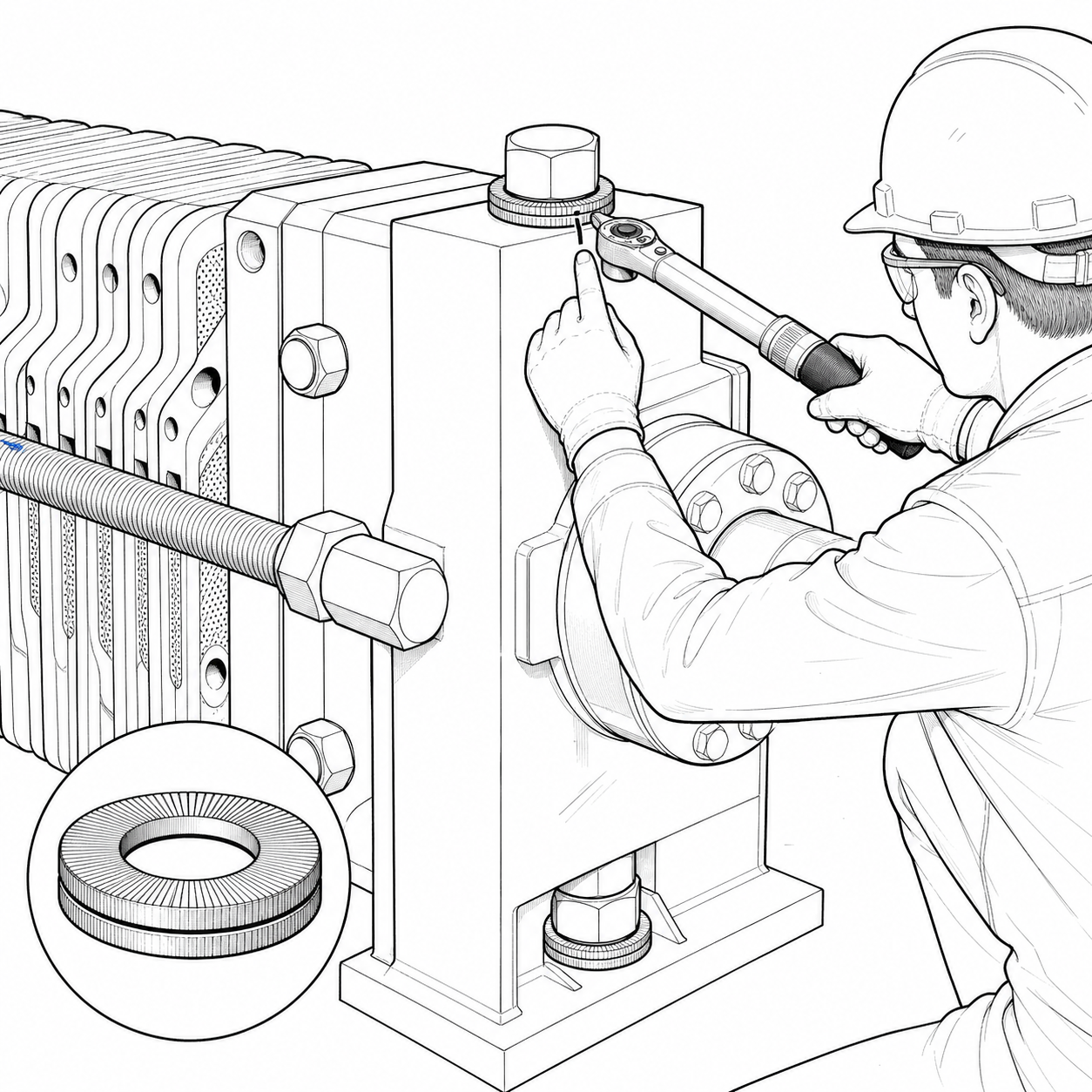 Kiểm tra mô-men và bề mặt long đền chống xoay Inox 304 M33