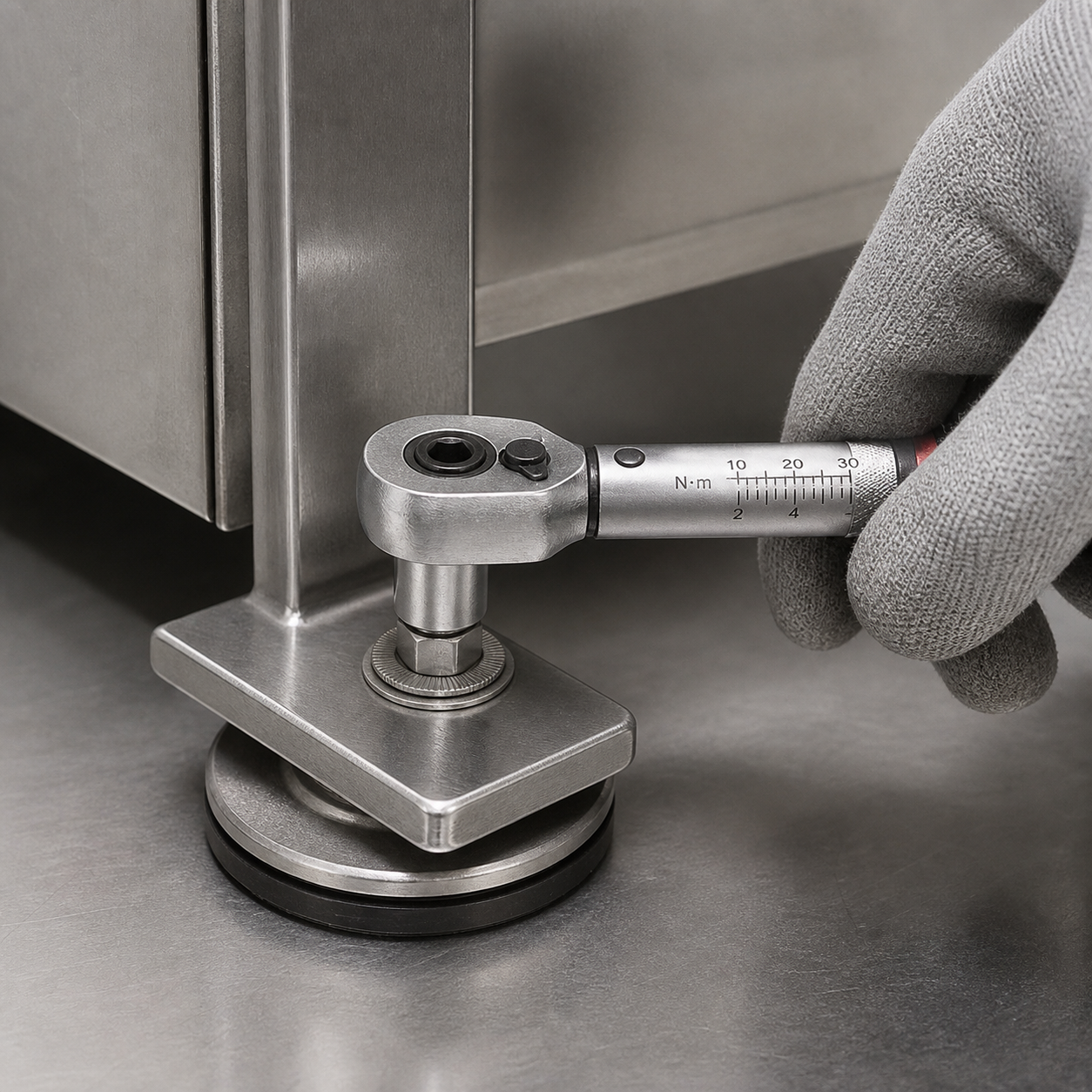 Kiểm tra mô-men và bề mặt long đền chống xoay Inox 304 M8