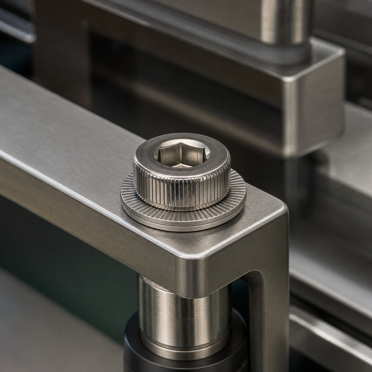 Ứng dụng long đền chống xoay Inox 304 M8 trên cụm hàn miệng túi
